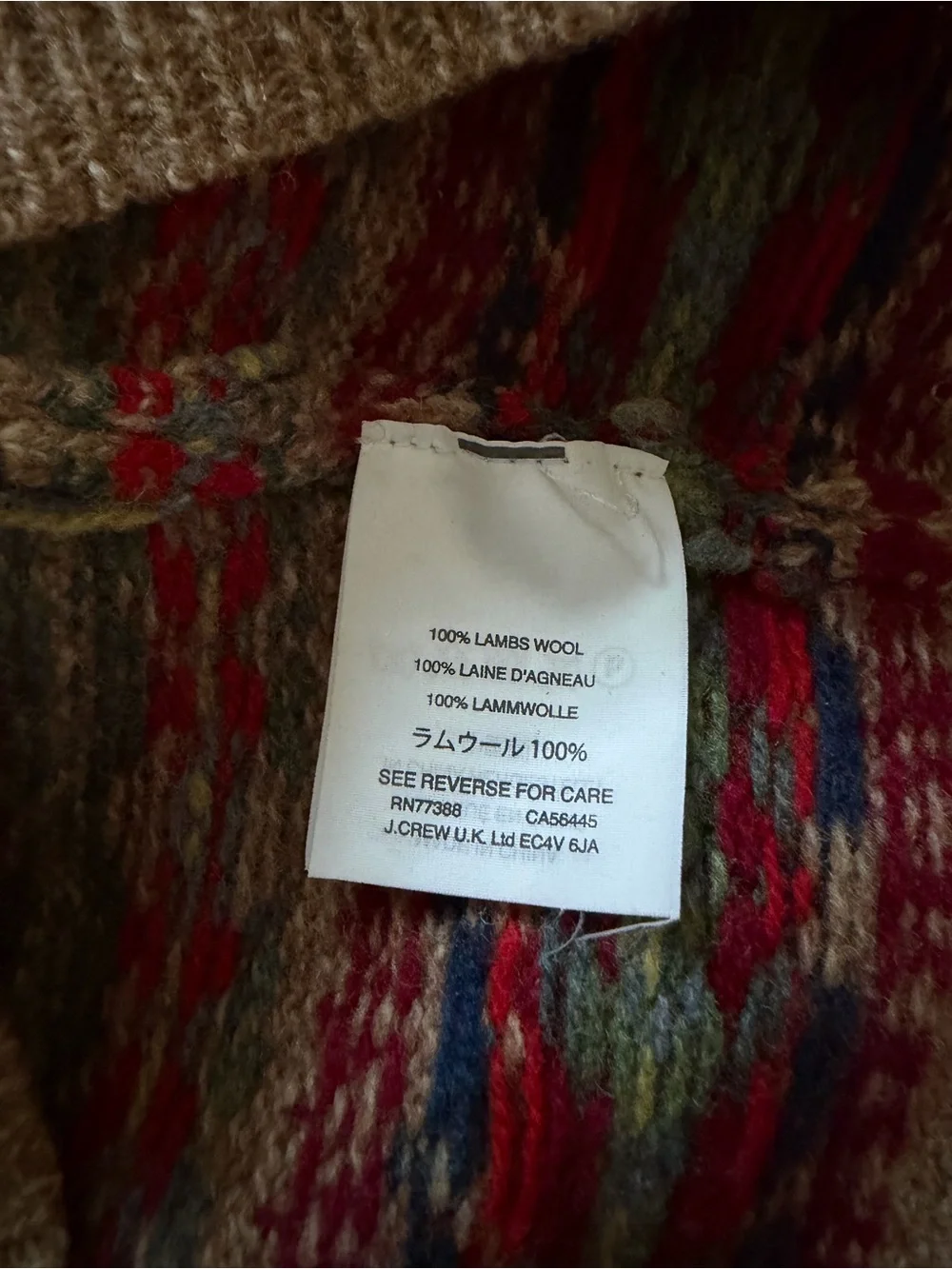 J.CREW 100% Lambswool Fair Isle Crewneck Pullover Sweater classic style